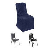 Polyester Chair Cover with Square Top for Banquet Chairs Navy Blue - Durable Reusable Slip-On Cover 