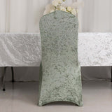 Sage Green Crushed Velvet Spandex Stretch Wedding Chair Cover With Foot Pockets