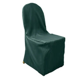 10 Pack Hunter Emerald Green Polyester Banquet Chair Covers, Reusable Stain Resistant Slip On Chair