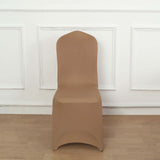 Taupe Spandex Stretch Fitted Banquet Slip On Chair Cover 160 GSM