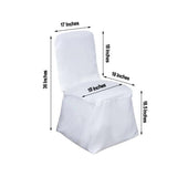 White Polyester Square Top Banquet Chair Cover, Reusable Slip On Chair Cover