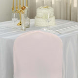 Blush Polyester Banquet Chair Cover, Reusable Stain Resistant Slip On Chair Cover