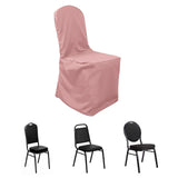 Dusty Rose Polyester Banquet Chair Cover, Reusable Stain Resistant Slip On Chair Cover