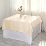 54"x54" Beige Square Polyester Table Overlay