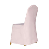 Blush Polyester Banquet Chair Cover, Reusable Stain Resistant Slip On Chair Cover