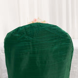 Hunter Emerald Green Crinkle Crushed Taffeta Banquet Chair Cover, Reusable Wedding Chair Cover