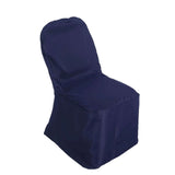 10 Pack Navy Blue Polyester Banquet Chair Covers, Reusable Stain Resistant Slip On Chair Covers