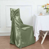 Dusty Sage Green Satin Self-Tie Universal Chair Cover, Folding, Dining, Banquet and Standard