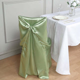 Sage Green Satin Self-Tie Universal Chair Cover, Folding, Dining, Banquet and Standard