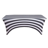 6ft Black / White Spandex Stretch Fitted Rectangular Tablecloth