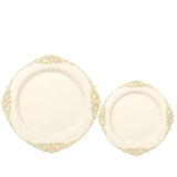 10 Pack | 8inch Round Plastic Dessert Salad Plates In Vintage Ivory