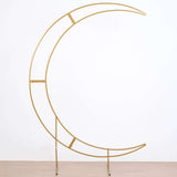 7.5ft Gold Metal Half Crescent Moon Wedding Arbor Frame, Curved Design Arch Flower Balloon Stand