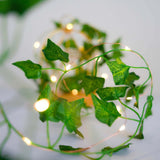 7ft Warm White 20 LED Green Silk Ivy Garland Vine String Lights, Battery Operated Fairy Lights