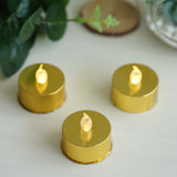 12 Pack | Metallic Flameless LED Candles | Battery Operated Tea Light Candles | Gold