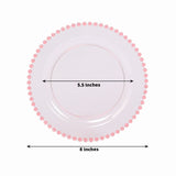 10-Pack Transparent Blush Plastic Dessert Plates – 8inch Round with Beaded Rim, Disposable