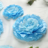 6 Multi Size Pack | Carnation Aqua Blue Dual Tone 3D Wall Flowers Giant Tissue Paper Flowers - 12",16",20"