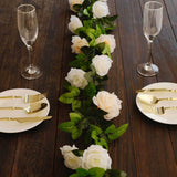 2 Pack 7ft Cream Ivory Artificial Silk Flower Garland Rose Vines 26 Flower Heads