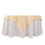 Beige Seamless Lamour Satin Square Table Overlay- 54inch