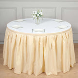 21ft Beige Pleated Polyester Table Skirt, Banquet Folding Table Skirt