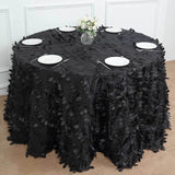 120inch Black Leaf Petal Taffeta Round Tablecloth