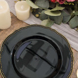 10 Pack | 9inch Black / Gold Scalloped Rim Disposable Dinner Plates