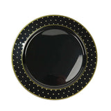 7.5inch Black / Gold 3D Disposable Dessert Plates Dotted Rim Design, Round Plastic Appetizer Plates