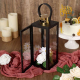 14inch Black & Gold Top Stainless Steel Candle Lantern Centerpiece Outdoor Metal Patio Lantern