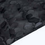 132inch Black 3D Leaf Petal Taffeta Fabric Round Tablecloth