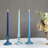 6 Pack Assorted Blue Diamond Pattern Glass Pillar Votive Candle Stands