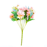 2 Bushes | Blush / Blue Artificial Silk Dahlia Flower Bouquet Spray