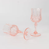 6 Pack 8oz Blush Crystal Cut Reusable Plastic Cocktail Goblets, Shatterproof Wine Glasses