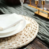 4 Pack | Natural Corn Husk 15inch Round Woven Placemats, Braided Rustic Rattan Tablemats