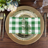 5 Pack | Green/White Buffalo Plaid Cloth Dinner Napkins, Gingham Style | 15x15Inch