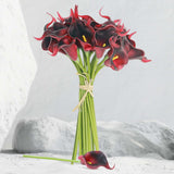 20 Stems | 14inch Burgundy Artificial Poly Foam Calla Lily Flowers