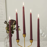 12 Pack | Burgundy 10inch Premium Wax Taper Candles, Unscented Candles