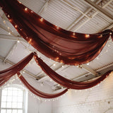 Premium Burgundy Chiffon Curtain Panel, Backdrop Ceiling Drapery With Rod Pocket