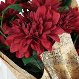 30" Tall Burgundy Artificial Dahlia Silk Flower Stems, Faux Floral Spray