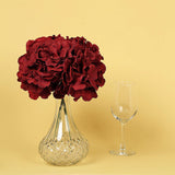 10 Flower Head & Stems | Burgundy Artificial Satin Hydrangeas, DIY Arrangement