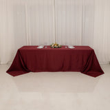 Burgundy Seamless Lamour Satin Rectangle Tablecloth - 90x156inch for 8 Foot Table