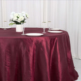 132inch Burgundy Accordion Crinkle Taffeta Seamless Round Tablecloth