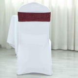 5 Pack | Burgundy Metallic Shimmer Tinsel Spandex Chair Sashes