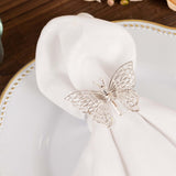 4 Pack | Silver Metal Butterfly Napkin Rings, Decorative Laser Cut Cloth Napkin Holders