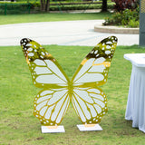 3ft Large Butterfly Party Props Decor, White and Gold Butterfly Foamboard Stand