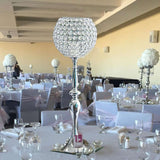 30inch Silver Metal Acrylic Crystal Goblet Candle Holder, Flower Ball Stand