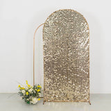 7ft Sparkly Champagne Big Payette Sequin Fitted Wedding Arch Cover for Round Top Chiara Backdrop