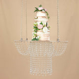 25inch Acrylic Crystal Chandelier Wedding Cake Stand, Hanging Style Drape Cake Swing