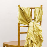 5 Pack Champagne Curly Willow Chiffon Satin Chair Sashes