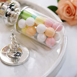 6 Pack | Silver Pedestal Party Favor Gift Jars Clear Candy Treat Containers - 7Inch