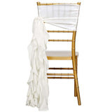 Ivory Chiffon Curly Chair Sash