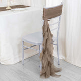 Taupe Chiffon Curly Chair Sash